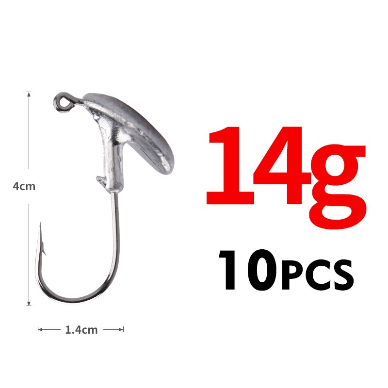 MEREDITH 10 PCS/Lot fente de sang plomb gabarit tête gobelet crochet de pêche 3.5g 5g 7g 10g 14g crochet pour leurre souple en acier au carbone crochet de pêche: 14g-10pcs
