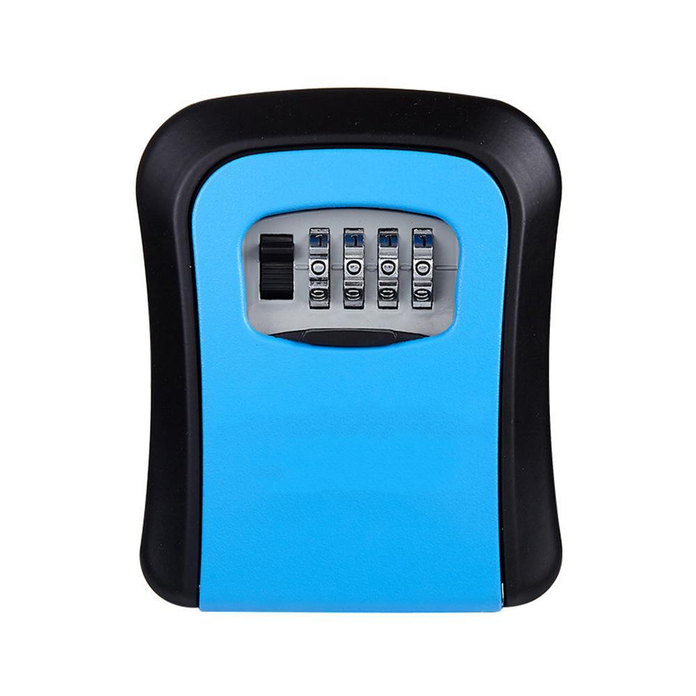 Key Lock Box Wall-mounted Plastic Key Safe Weatherproof 4 Combination Key Storage Lock Box for Indoor and Outdoor Use: blue