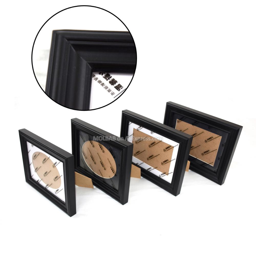 7X5 Inch Black Wood Tabletop Photo Picture Frame With Matboard Unique Style Wooden Molding Border Wall Mounted For Desk Decor