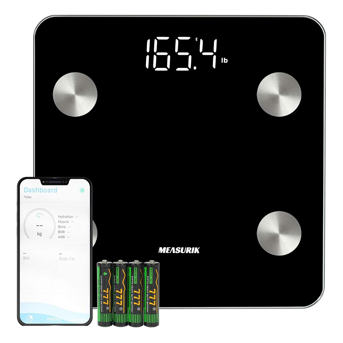 Smart Body Fat Scale Bluetooth Body Composition Analyzer Measurement of Body Weight Body Fat BMI Muscle Hydration (up to 180 kg)