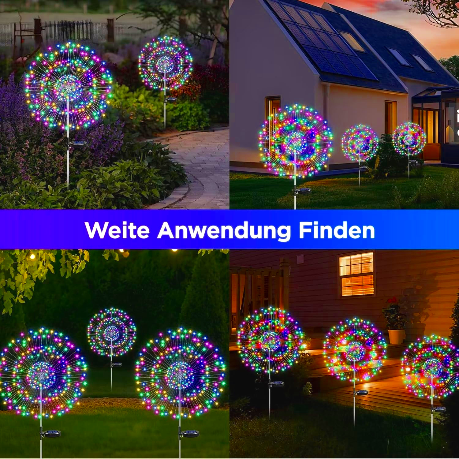 Luces solares para jardín al aire libre, 60/200/420LED, estaca de iluminación de diente de león, luz Solar de fuegos artificiales para decoración de césped de Navidad y Halloween