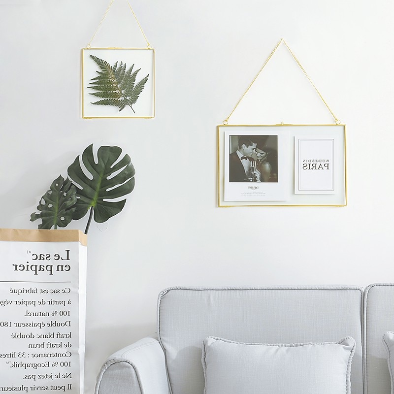 Nordisk lys luksus gull messing hengende ramme 6 tommer 8 tommer stue veggheng dekor fotorammer ornamenter bryllup