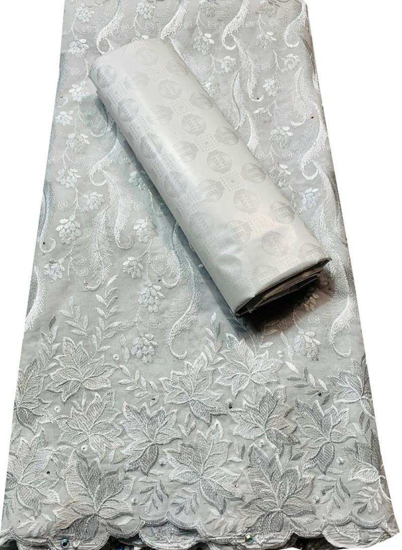 Ensemble de tissus Bazin Riche en dentelle suisse, Voile 2.5 + 2.5 Yards/ensemble, pour mariage africain, nouvelle guinée, ghana, YKM030, 2022