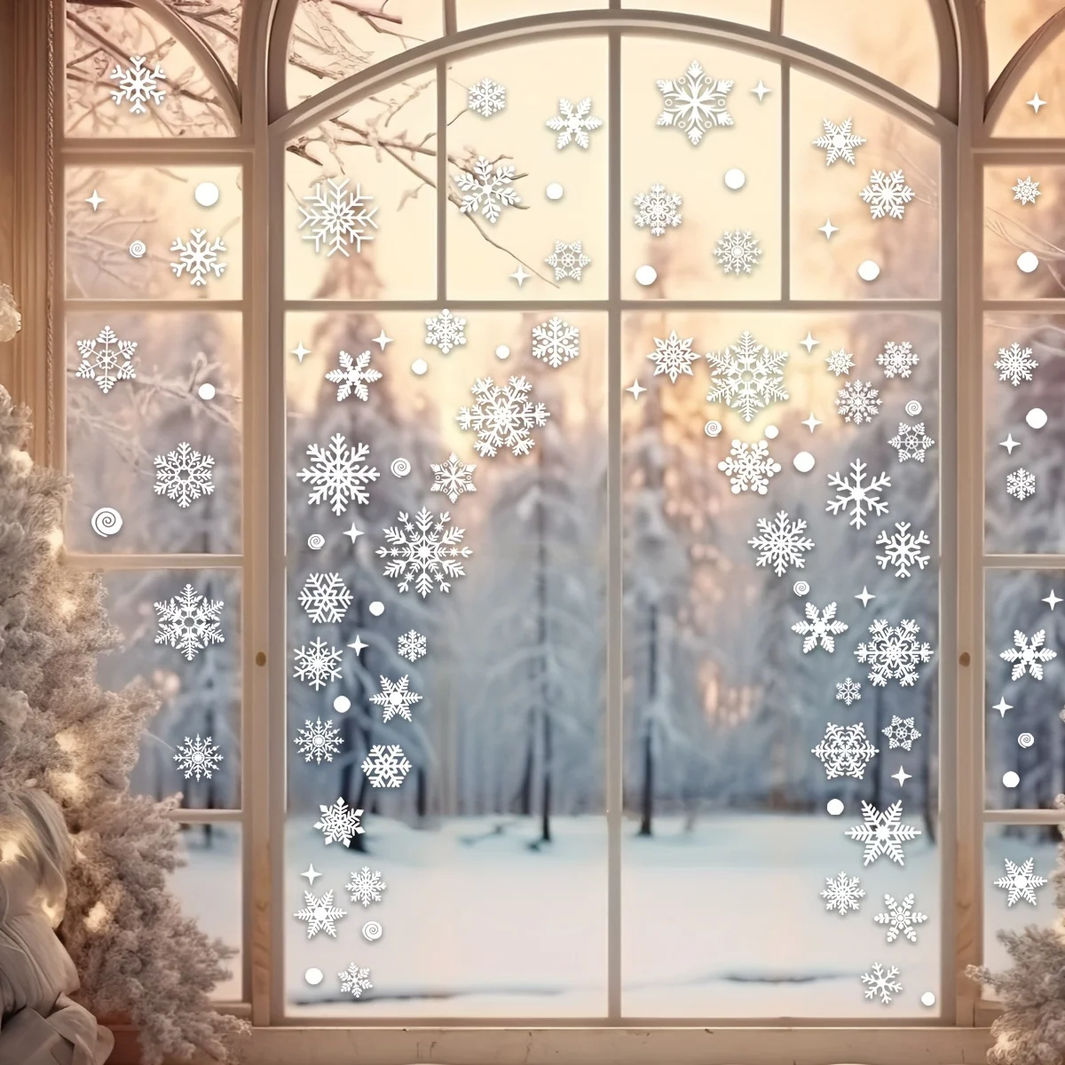 137 Christmas Snowflake Window Flowers - PVC Electrostatic Stickers for Glass - Reusable Winter Decorative Stickers