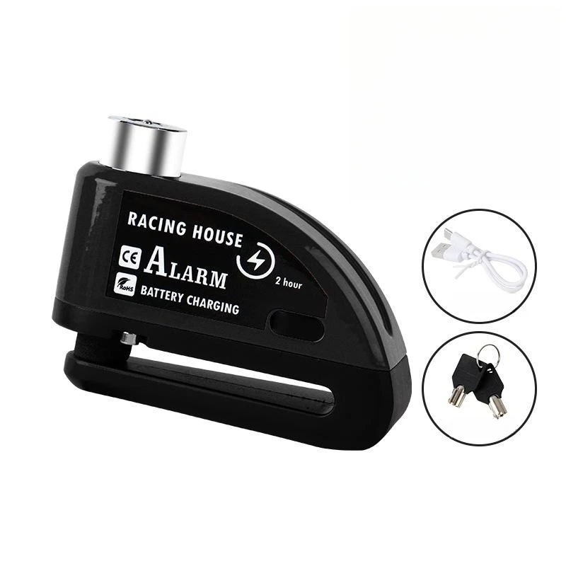 Motorrad Alarmschloss Rad Scheibenbremse mit Schlüssel Motorrad Fahrrad Wasserdicht Anti-Diebstahl Aluminiumlegierung Sicherheitsbremsschloss: Schwarz