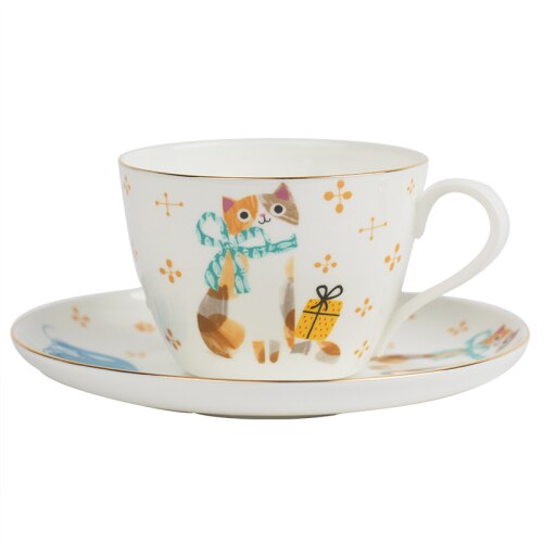 YBK Tech Tazza In Bone China Con Delfino 3D, Set Tazza Da Caffè E Piattino Con Cucchiaio, 160 Ml, Regalo Elegante - 2