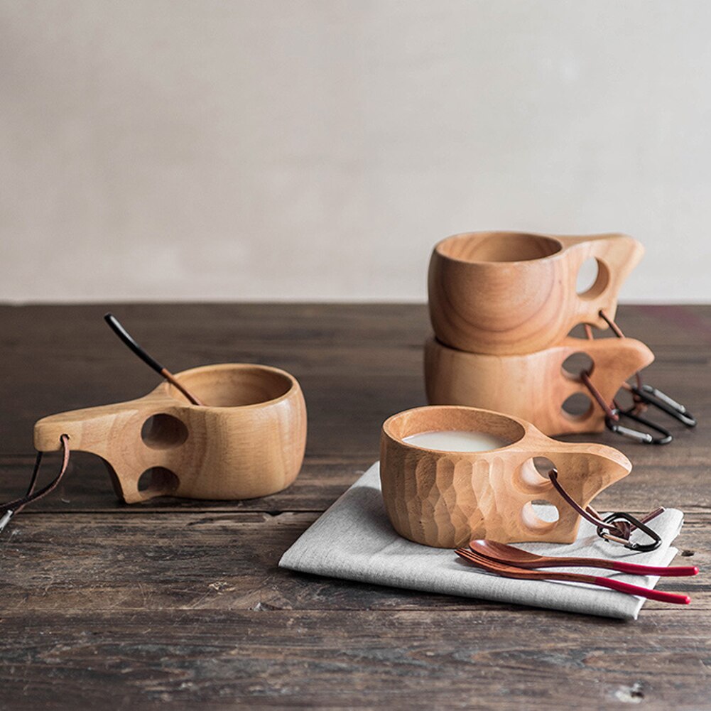 Wood Coffee Cup Natural Jujube Wood Tea Cup With Handgrip Milk Travel Wine Beer Cups For Home Bar Kitchen Gadgets