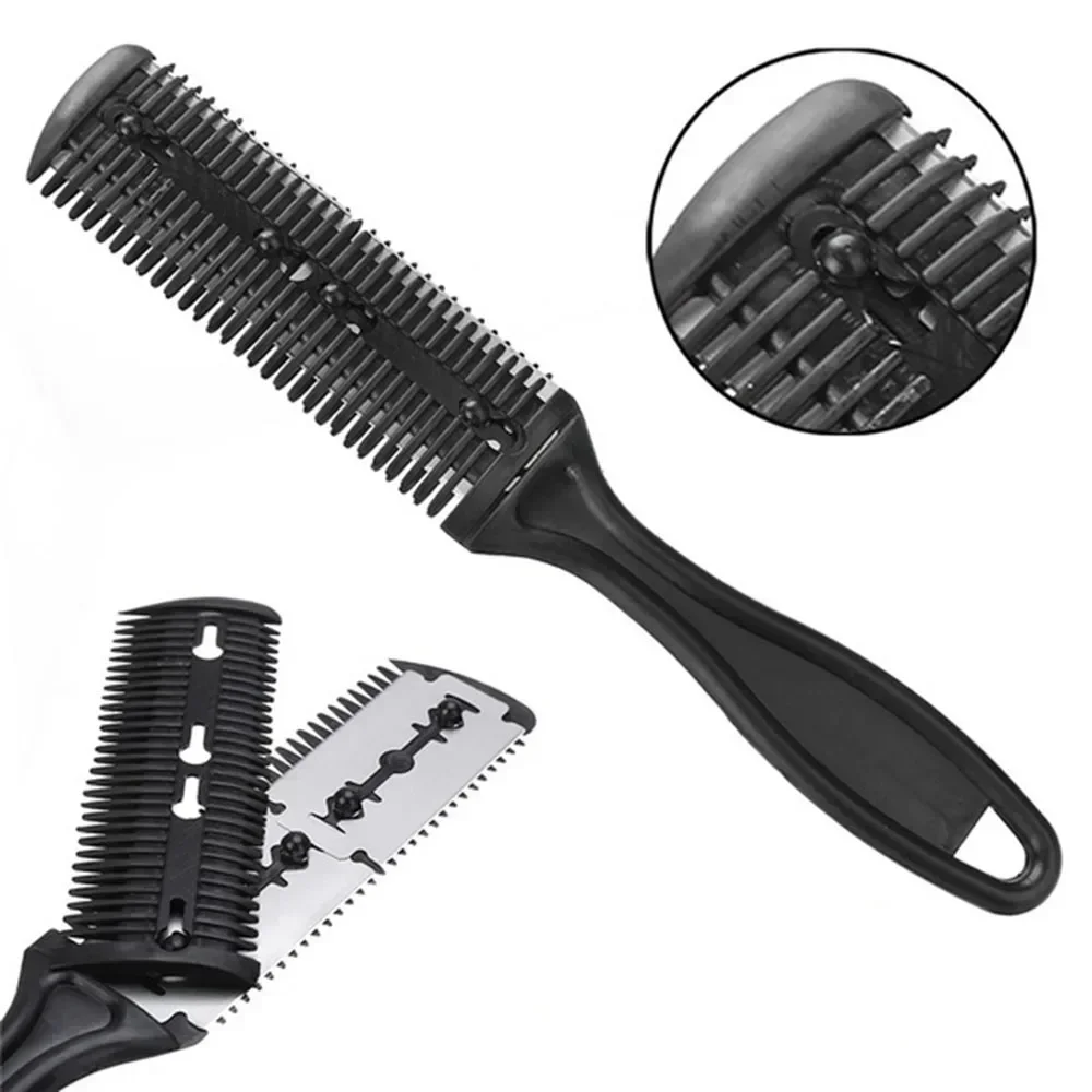 Haar Rasieren Kamm Mit Rasierklinge Haar Bürsten Haar Trimmer Schneiden Ausdünnung Haarschnitt Werkzeug Professionelle Barbier Salon Haare Messer: Schwarz