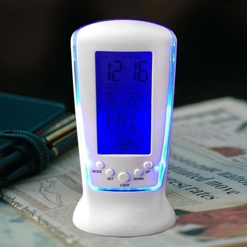 Klokken led digitale klok met vochtigheidsweergave bureauklok nachtkastje wekker elektronisch horloge vierkant voor kinderen