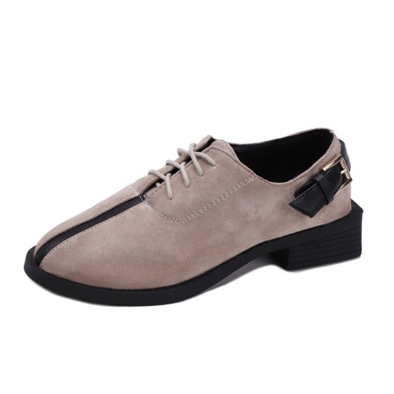 Xiaying smil kvinner pumps sko fritidssko kvinnelig retro spenne flock sko kvinner suqare hæl snøre pumps sko: Stil 1 / 39
