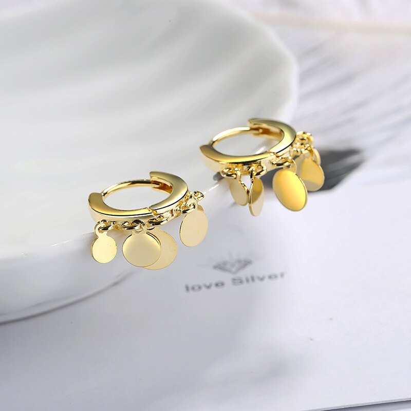 Simples bohemia hoop brincos pequeno minimalista huggie brinco parafuso prisioneiro estrela bola brincos para as mulheres encantador orelha jóias quente: Disc Golden