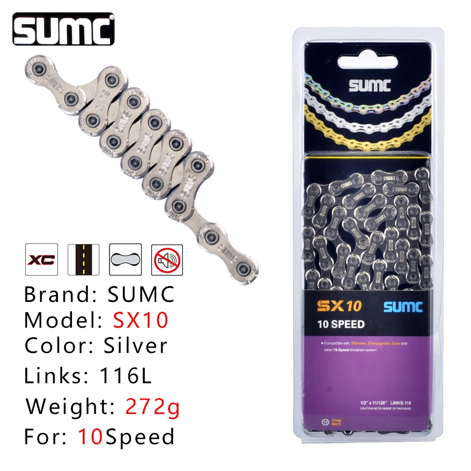 SUMC 9/10/11/12 Speed Bicycle Chain MTB Mountain Road Bike Chain for SHIMANO Campagnolo SRAM Half Hollow Bicycle Chain 116L: Red