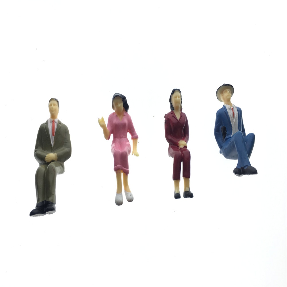 Maqueta de Plano de edificio de personas con arquitectura sentada 1/25 Escala de tren de paisaje figura pintada personajes de Diorama de plástico de pasajeros