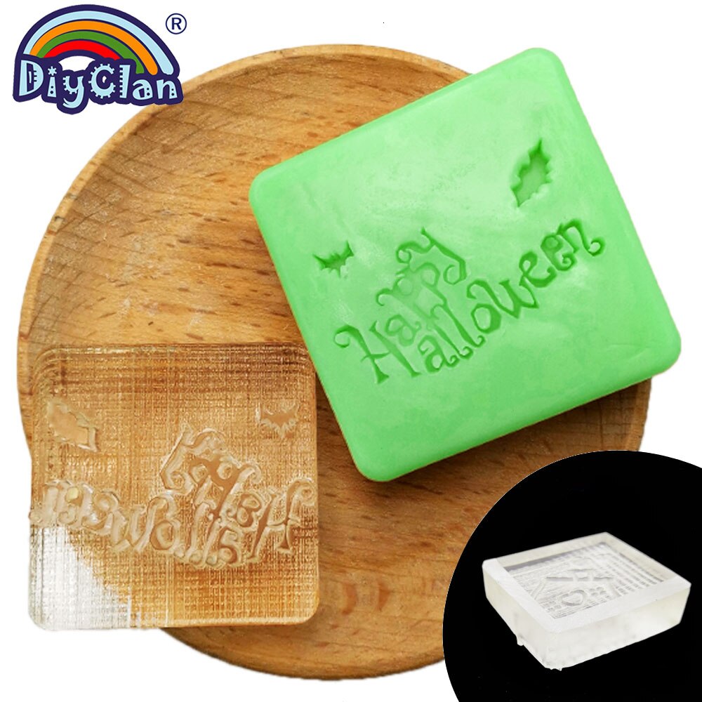 Halloween "happy halloween" tvålstämpel diy-tvåltillverkningsverktyg specialanpassade handgjorda tvålchaptessstämpel med handtag  z0174hh: Inget handtag