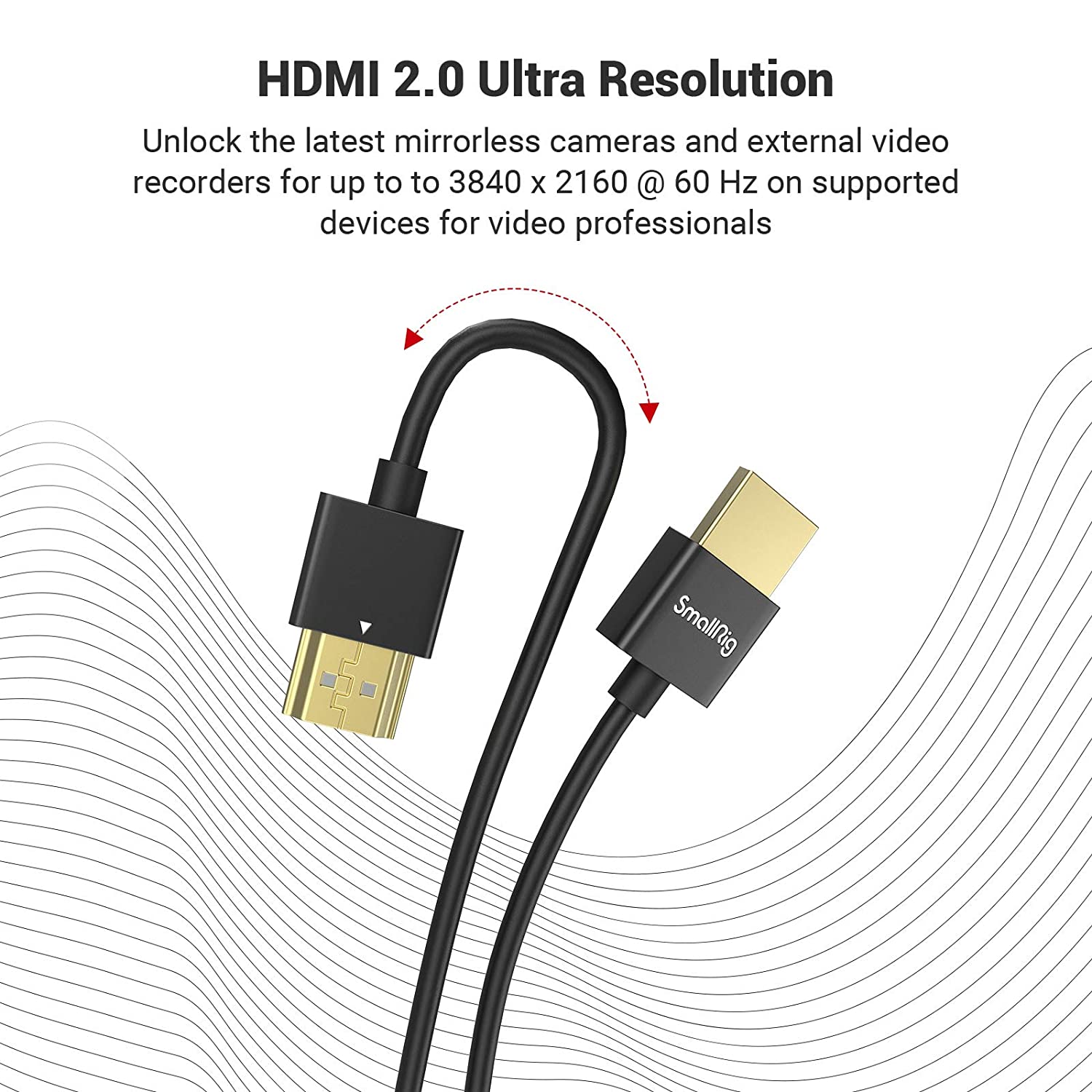 SmallRig Ultra Slim 4K 60HZ 2.0 Cable 33/55cm for DSLR/ monitor/ wireless video transmitter &amp; receiver 2956/2957