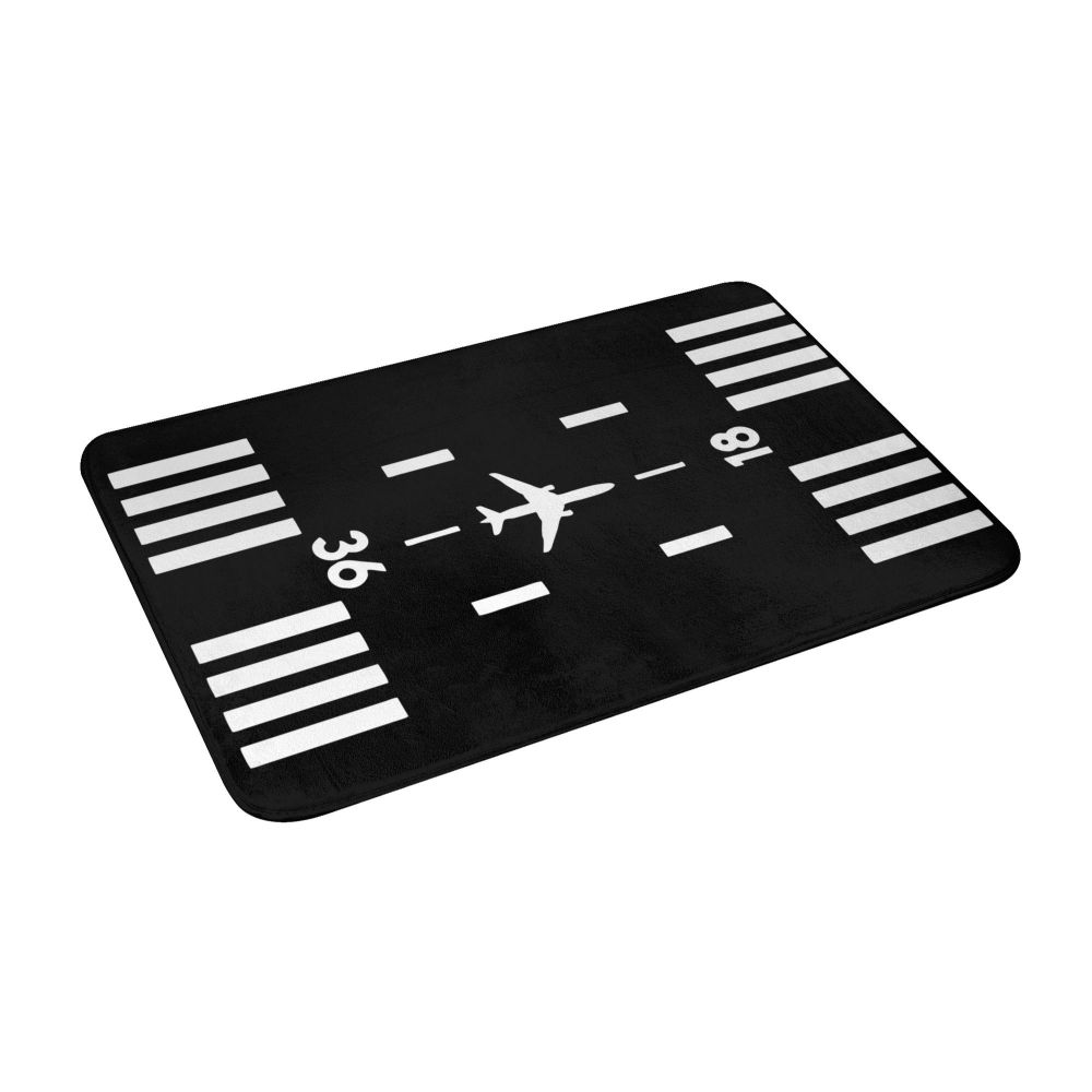 Airport Runway Doormat Flannel Bath Mat Anti-Slip Airplane Pilot Welcome Mats for Entrance Door Kitchen Toilet Entrance Mats