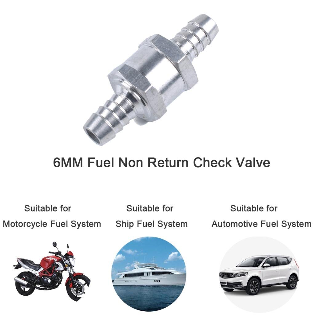 6mm bränsle 1- vägs ventil bensin diesel backventil, med 2 x 10mm slangklämma