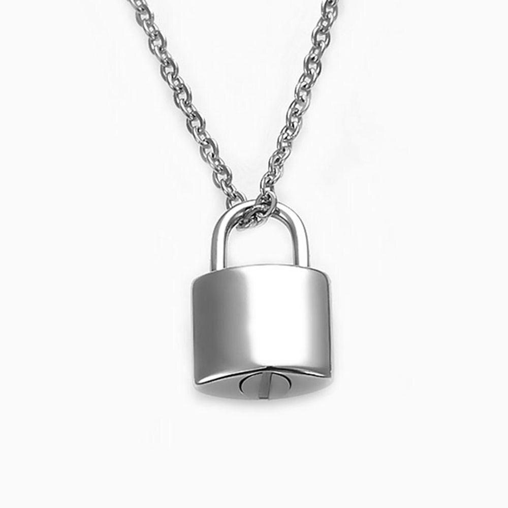 Unisex Rvs Hangslot Crematie Sieraden Voor As Urn Hanger Ketting Voor Human Pet As Lock Memorial Sieraden: Silver 12X19mm