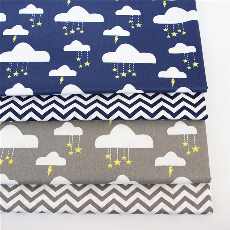 Tissu en sergé de coton pour bébé imprimé nuages au mètre, couette à coudre DIY Scrapbooking, tissu d'aiguille, matériel de couture pour poupées