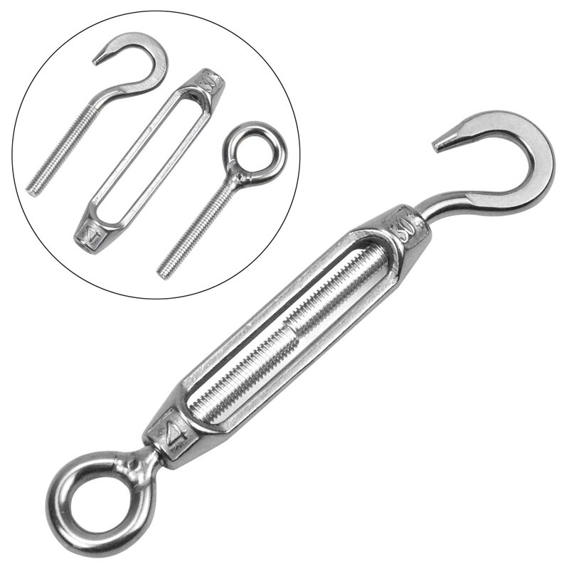 6 Pcs Turnbuckle Wire Tensioner M4 Adjustable Turnbuckle Stainless Steel Hook Eye Rope Cable Tension for Garden
