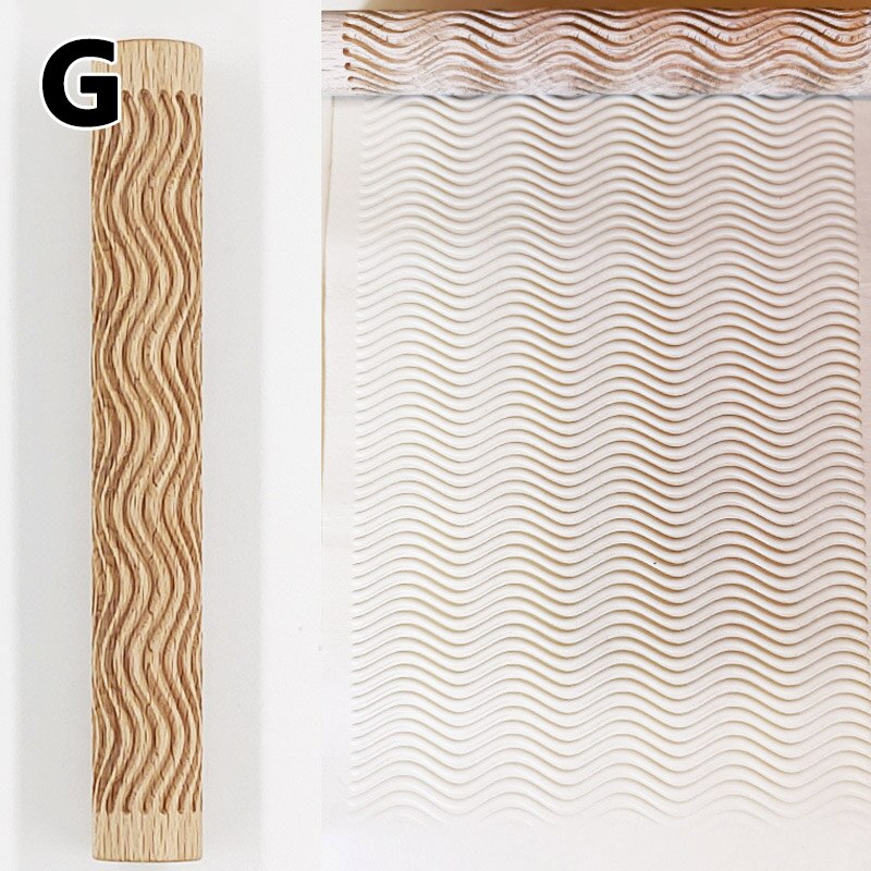 Wooden Texture Mud Pressed Roller Pattern Roller Rod Embossed Polymer Clay Rolling Pin Ceramic Pottery Art: G