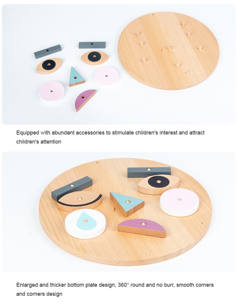 Houten Fun Gezicht Veranderende Uitdrukking Game Kleuterschool Kleine Klasse Gebied Game Materialen Handgemaakte Speelgoed