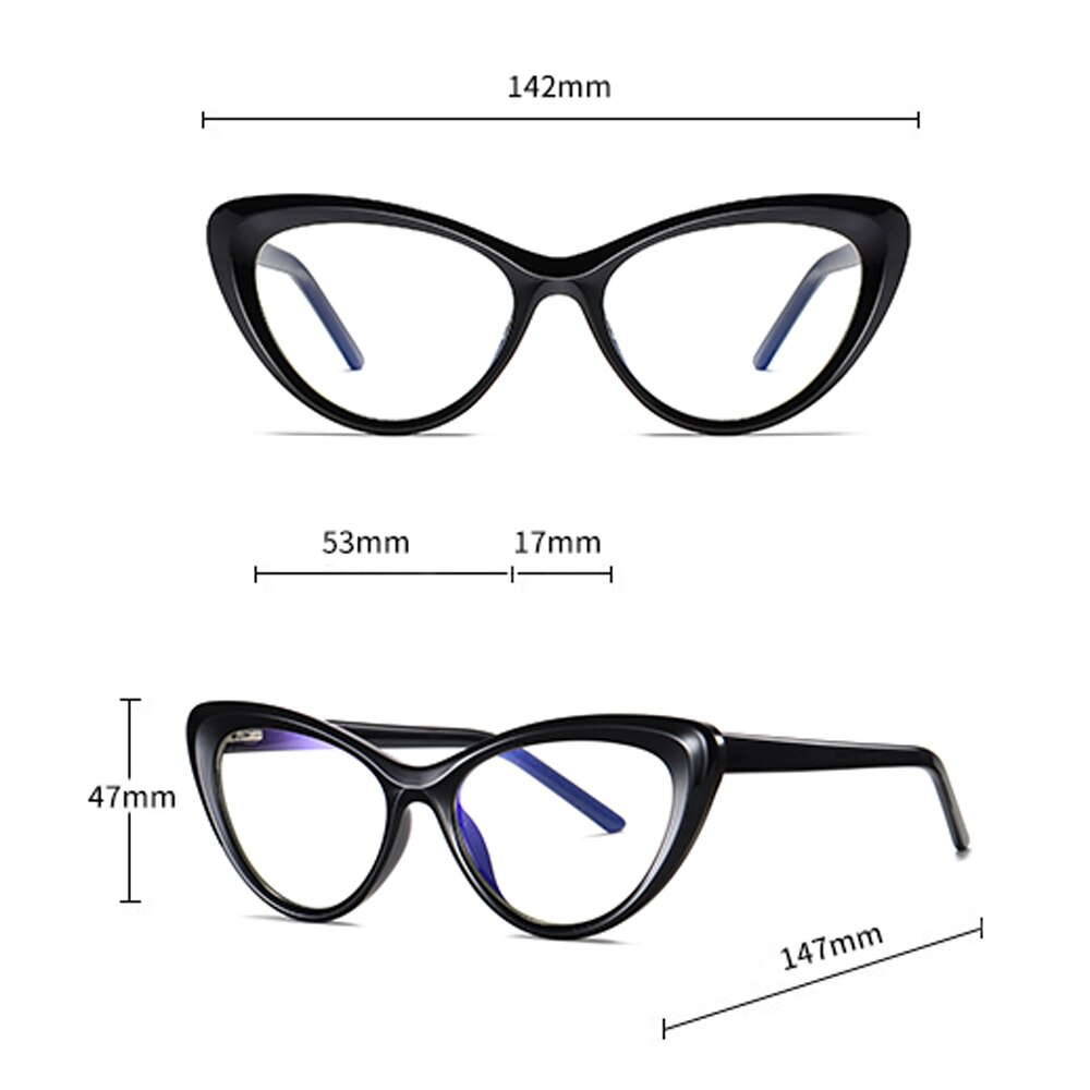 Peekaboo-gafas transparentes de ojo de gato para mujer, accesorios para mujer, gafas de bloqueo de luz azul, decoración en negro y marrón