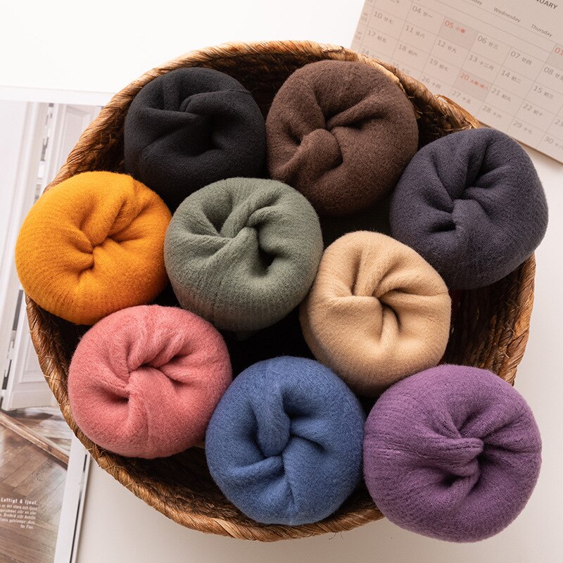 1Pairs Stripes Velvet Women Winter Warm Thicken Socks Soft Casual Solid Color Socks Wool Cashmere Home Snow Boots Floor Socks