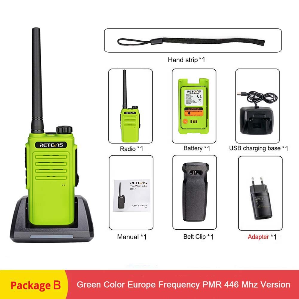 RETEVIS RT647/RT47 Walkie Talkie IP67 Wasserdichte PMR446 FRS Radio Comunicador VOX TOT Zwei-weg Radio Handheld Transceiver: PMR RT647-Package B