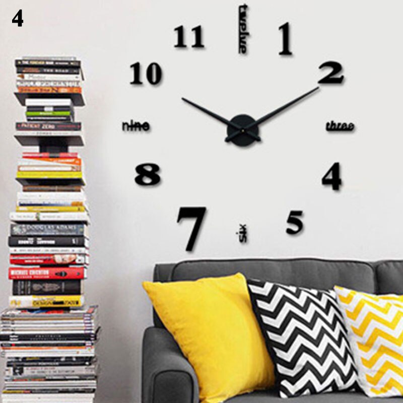 Reloj de pared y moderno para decoración del hogar, cronógrafo con números, reloj de pared adhesivo, grande, 3D, Digital,: 4