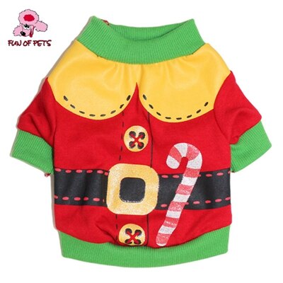 puro de algodón de Navidad perro ropa estilo Santa Claus Camiseta de algodón para perros (verde rojo XS-L): Rojo / XS