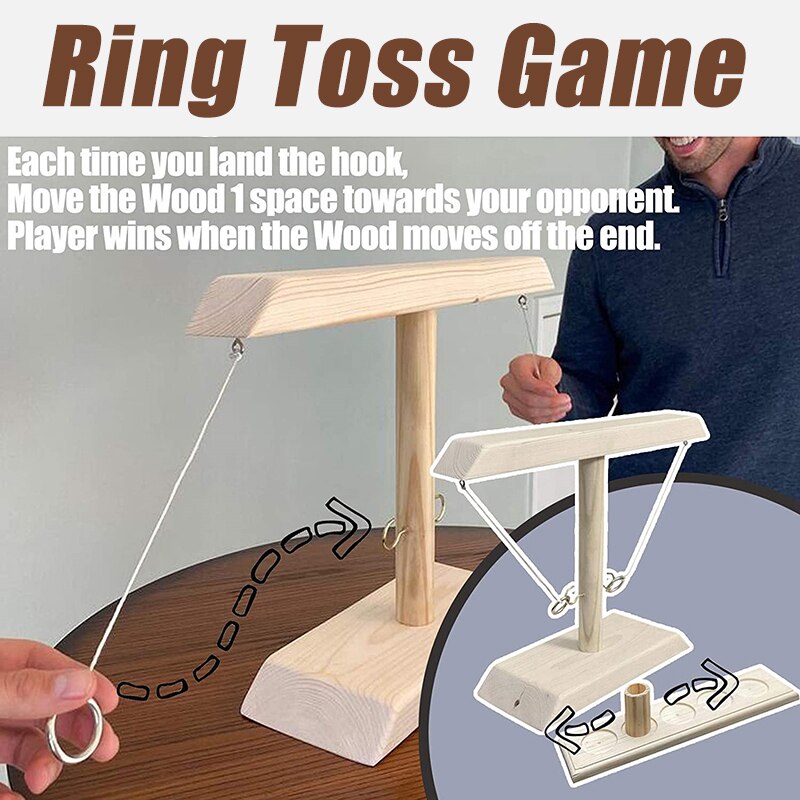 Juguetes de de estilo Industrial para ocio, Bar, tienda de bebidas, anillo de madera hecho a mano, juego interactivo de paso rápido para bares y casa