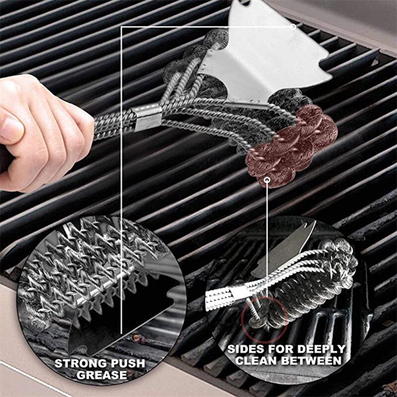 BBQ Grill Barbecue Kit Cleaning Brush Stainless Steel Kitchen Accessories Bristles Cleaning Brushes Cooking Tool Barbecue Gadget