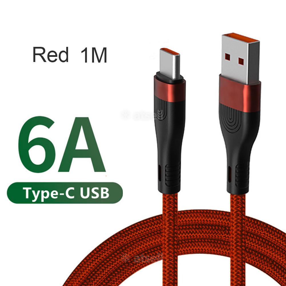 Type-C Cable 6A Charger Turbo Fast Charging for Xiaomi Mi 11 10 Pro 5G 9 Poco M3 X3 NFC Redmi Note10 K30s Tipo C: red / 1m