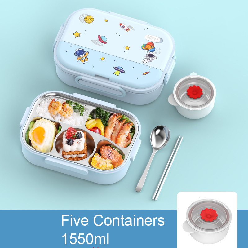 PizzAthome 316 Stainless Steel Lunch Box Food Grade Bento Box for Kids Adult Stackable 2 Layer Containers Leakproof Lunch Box: Blue