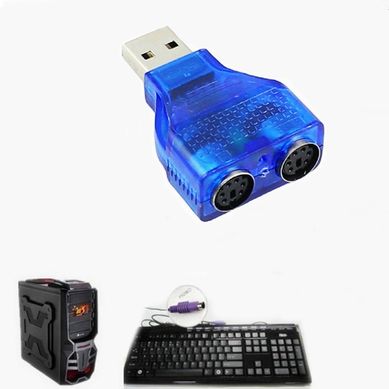 Blauw Usb Male Naar PS2 Vrouwelijke Kabel Adapter Converter Gebruik Voor Toetsenbord Muis MAL999