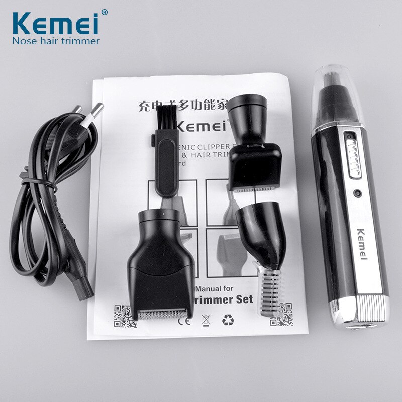 Kemei 4 in 1 Nose Hair Beard Eyebrow Rechargeable Electric Trimmer Electric Nose Trimmer Ear Shaver Hair Cliper