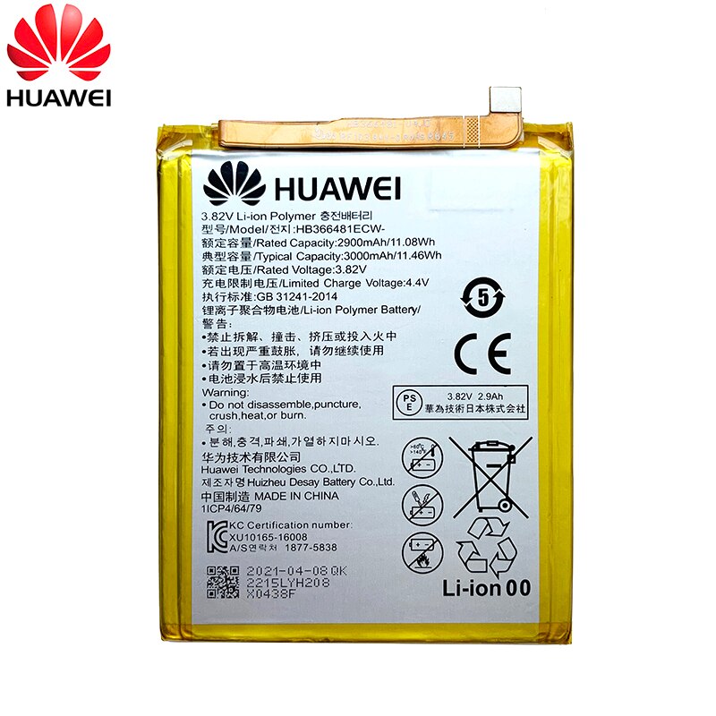 Orginal Huawei P9 P10 Lite Honor 8 9 Lite 9i 5C 7C 7A Genieten 7S 8 8E Nova Lite 3E GT3 HB366481ECW 3000Mah Telefoon Batterij