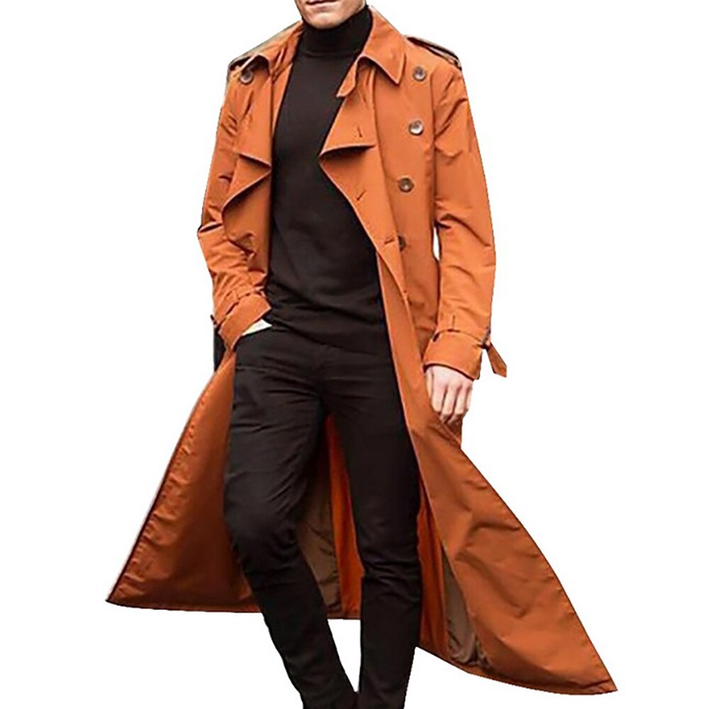 Trench-Coat Long pour homme, vêtement d'extérieur décontracté avec épaulettes, veste Slim à la , pardessus masculin, collection hiver