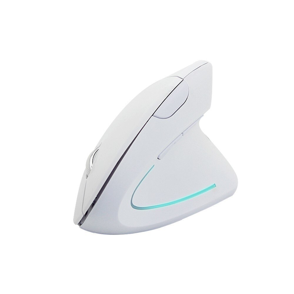 CHUYI Ergonomic Vertical Wireless Mouse Computer Colorful LED Gaming Mice 1600DPI USB Optical 5D Healthy Mause With Mouse Pad: Only White Mouse