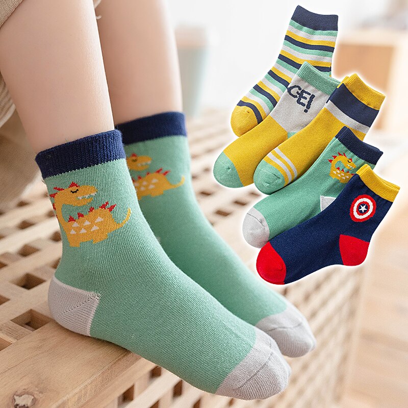 Baby jungen Baumwolle Socken Schüler Socken Boden freundlicher Nette dinosaurier streifen Socken Herbst Winter Frühling Art Mädchen Sport Socke