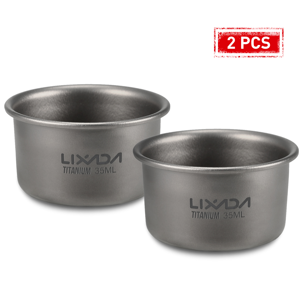 Lixada Camping Picknick Titanium Cup 35ml Mini Titanium Kopje Thee Thuis Kantoor Outdoor Camping Wandelen Koffie Thee Cup Mok 8g 1/2/3 PCS