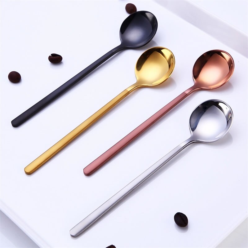Roestvrij Staal Cirkel Koffie Lepel Espresso Thee Melk Roeren Mengen Serveren Lepel Ijs Dessert Scoop Keuken Accessoires