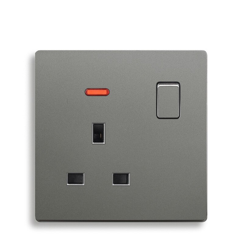 USB Wall Socket 3 Pins UK Standard Outlet 13A 110V-250V Socket 2.1A Dual USB Plug Charger Ports Double Wall Power Gray Plastic: Socket