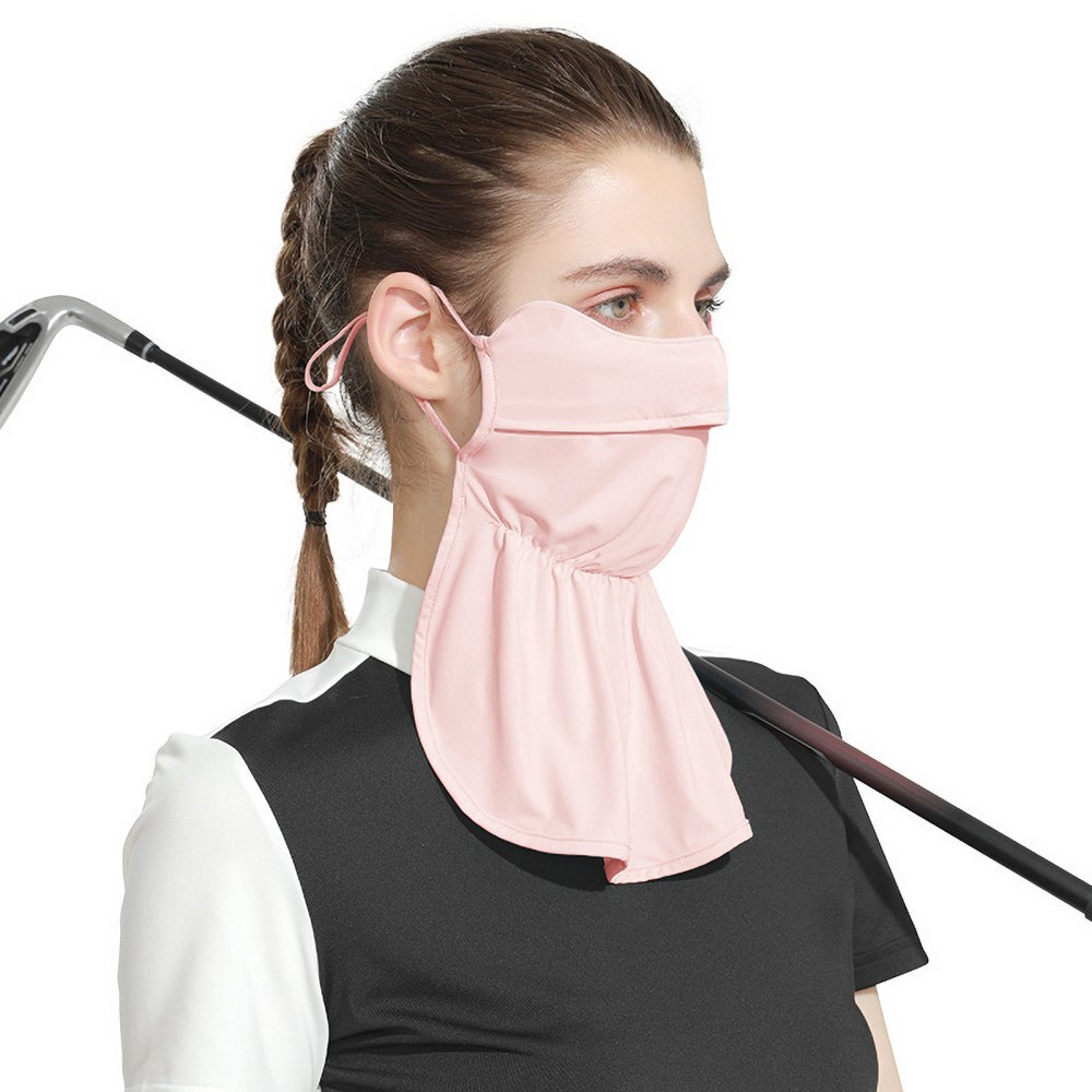 2022 Dames Lente Zomer Hals Outdoor Riding Uv-bescherming Cooling Balaclava Golf Masker: Roze