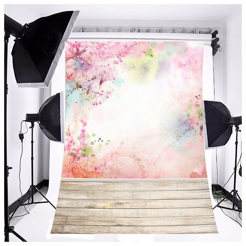 3x5ft Fotografie Hintergrund Rosa Blumen Holz Boden Foto Hintergrund für Hochzeit Baby Geburtstag Party Studio Requisiten 0,9x1,5 m