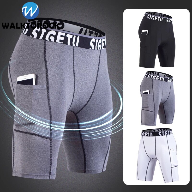 Mens Compression Shorts Line Short Tights Skinny Bodybuilding Breathable Man&#39;s Bottom Fitness Quick-Drying Shorts