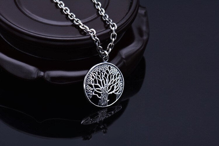 Ketting met 100% 925 zilveren levensboomhangers, ketting met 925 sterling zilveren levensdriehangers en geluksamulet