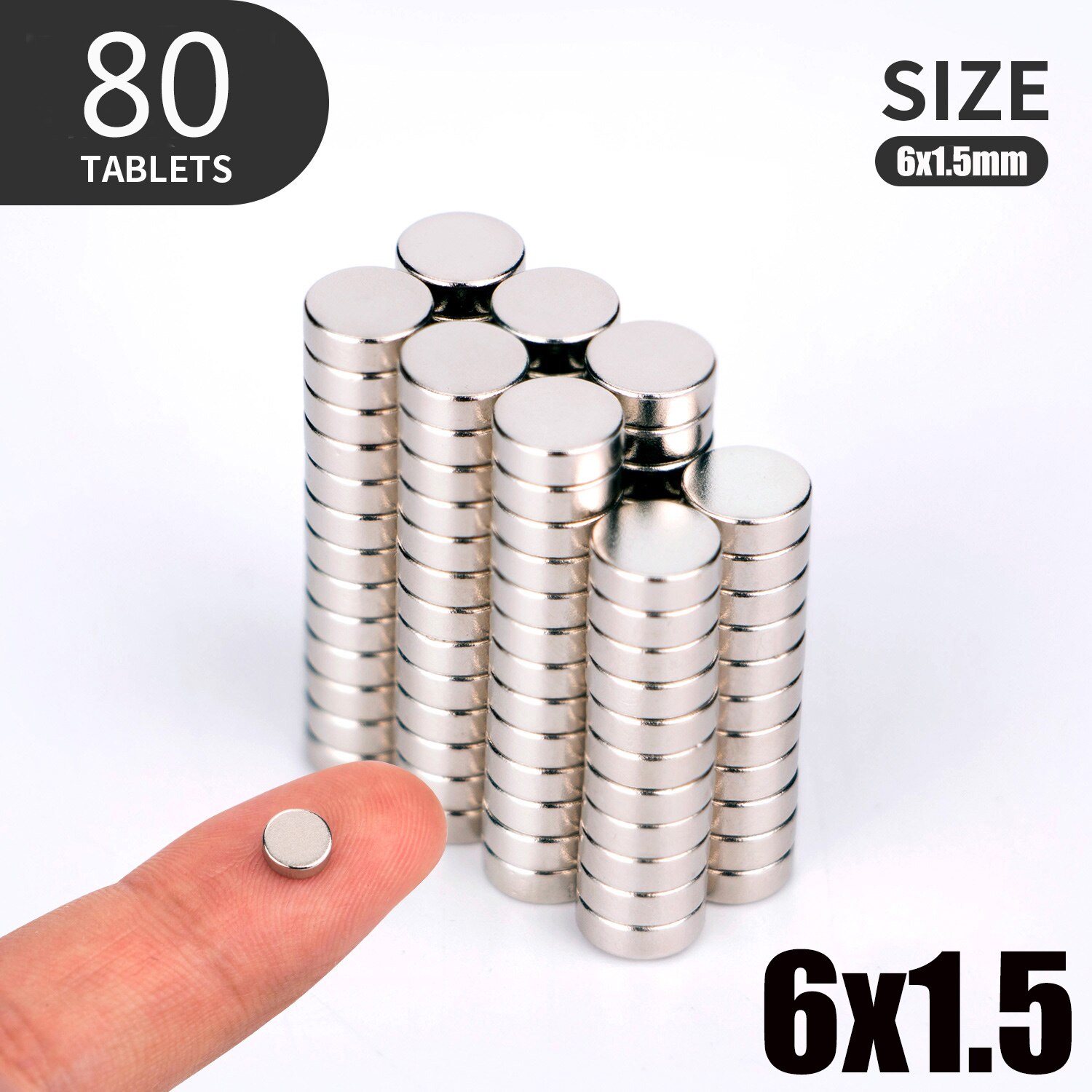20 50 100PCS/Lot 5x2 6x1 6x1.5 6x2 6x3 6x4 6x5 6x6mm Magnet Small Round Magnet Strong magnets Rare Earth Neodymium Magnet: 80pcs(6x1.5)