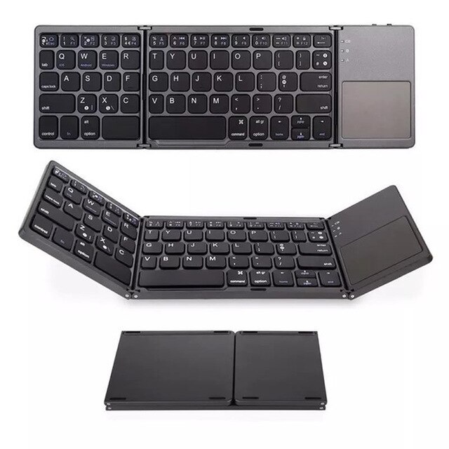 Mini składana klawiatura Bluetooth bezprzewodowa przenośna uniwersalna składana klawiatura z touchpadem dla Windows Android IOS Tablet iPad: Foldable Black